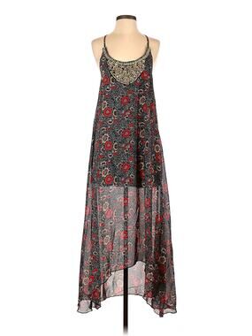 Boohoo Tasha Floral Print Hanky Hem Dress Beaded SIZE 4P Petite New Flaw